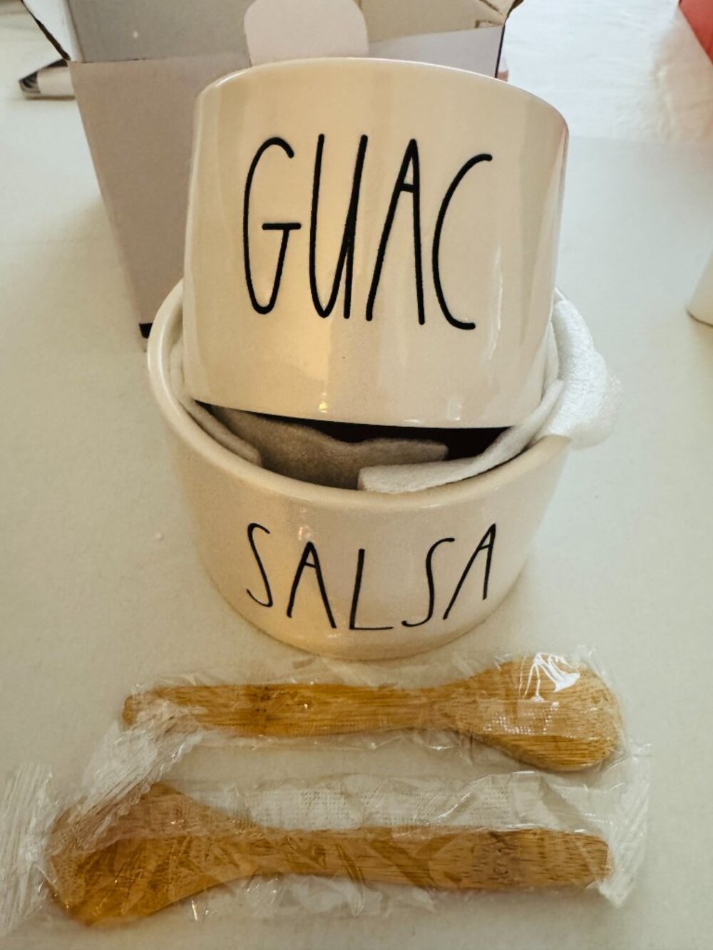 Rae Dunn by Magenta GUAC & SALSA Ceramic Bowl Set NEW